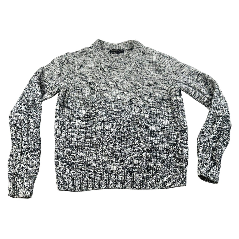 Banana Republic Sweater Women S Petite Black White Marled Cable Knit Fisherman